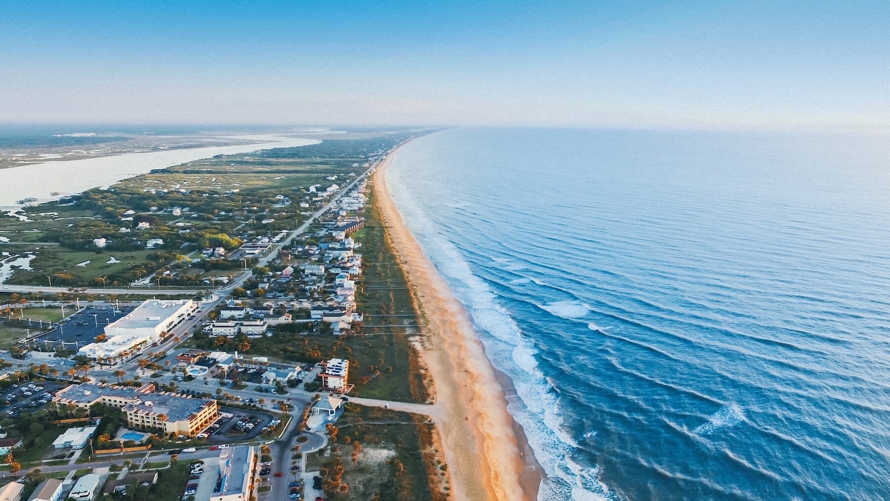 Aerial image of coastline to convey camping near St. Augustine