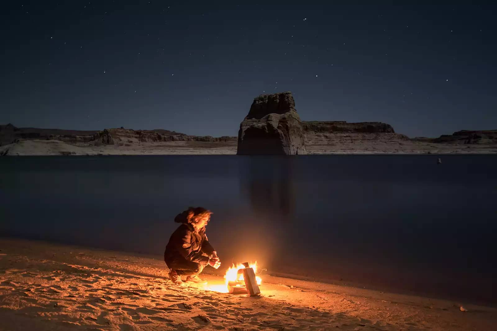 Utah Campfire by Lake