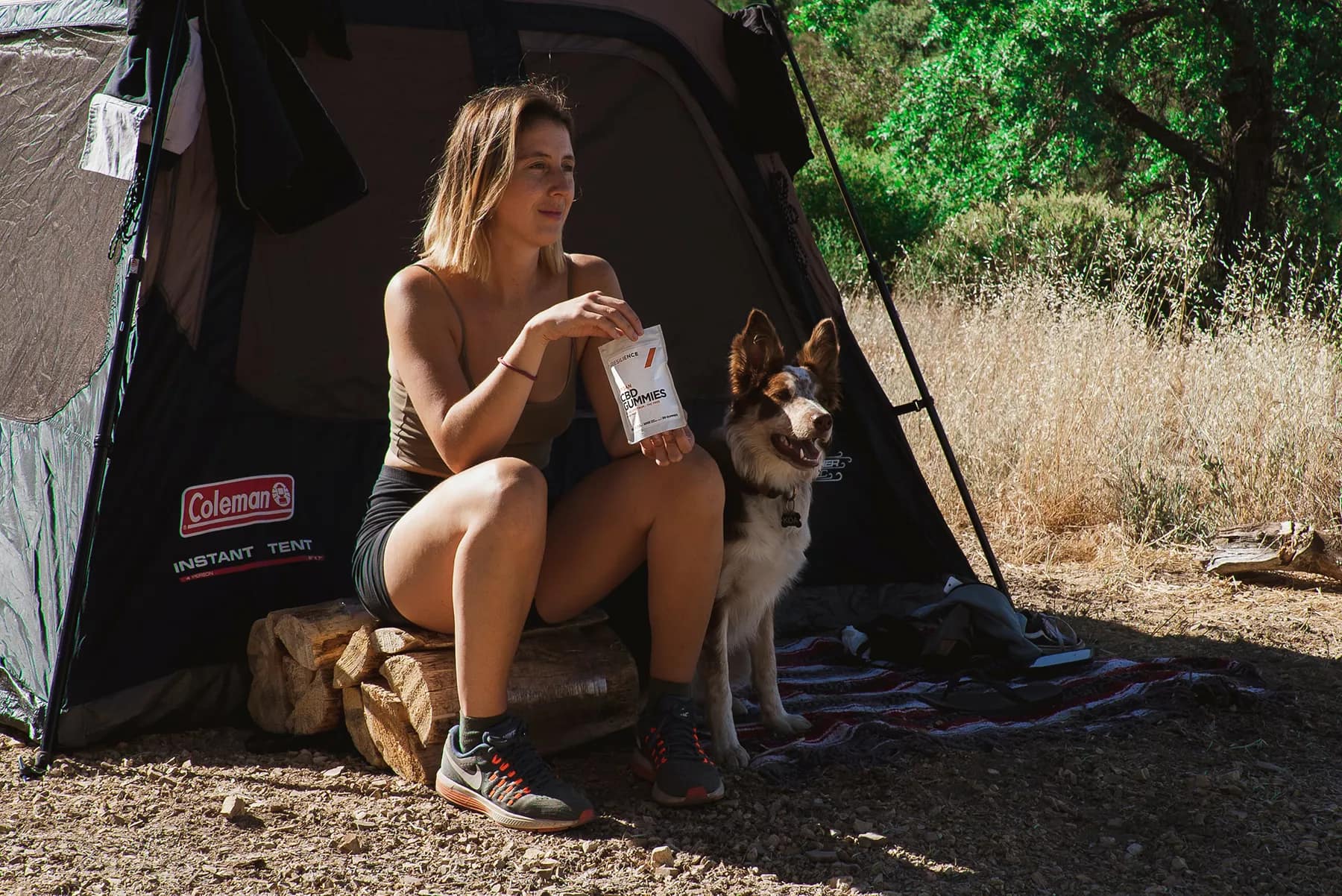 Tent Camping in Wyoming with dog