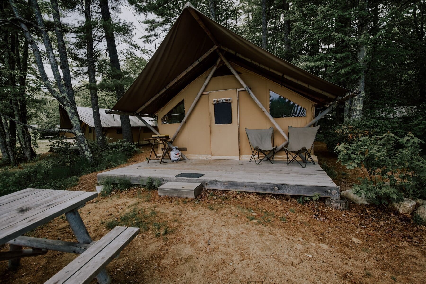 Image of glamping tent to convey guide to the best camping in Delaware